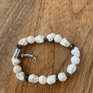 Silpada White Howlite Beaded Stretch Bracelet with Silver Accent